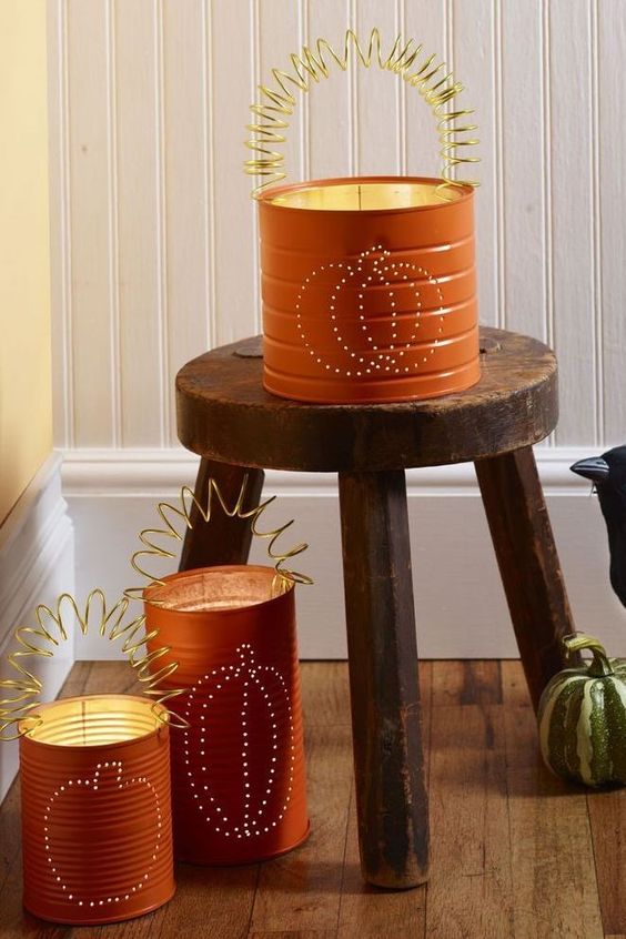 Pumpkin Tin Lanterns