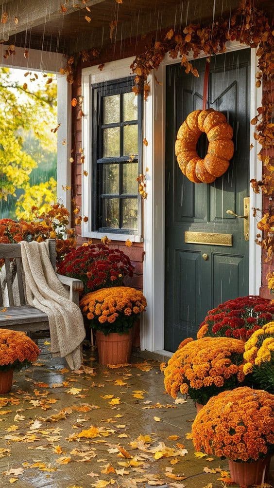 Cozy Rainy Autumn Porch