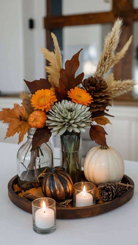 Fall Floral Tray Decor