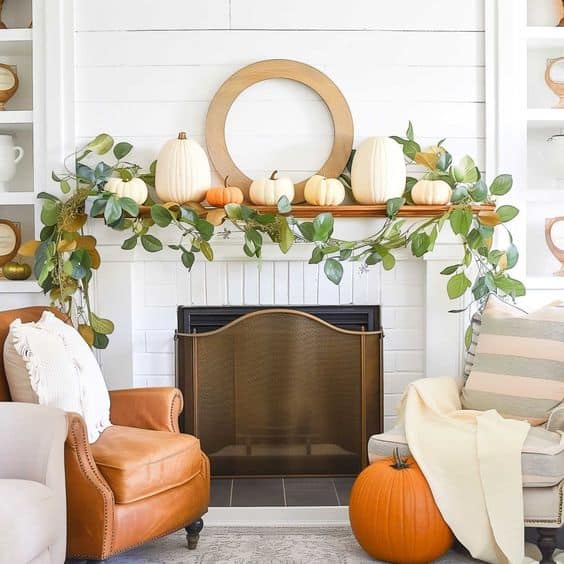 Elegant Simplicity Fall Fireplace Decor