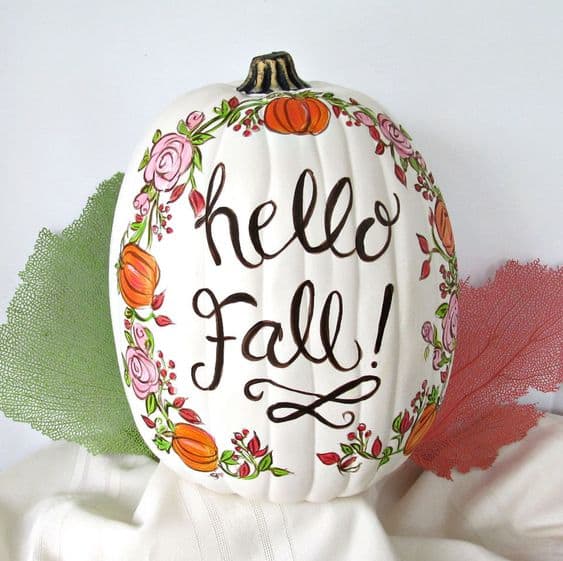 Floral Fall Greeting Pumpkin