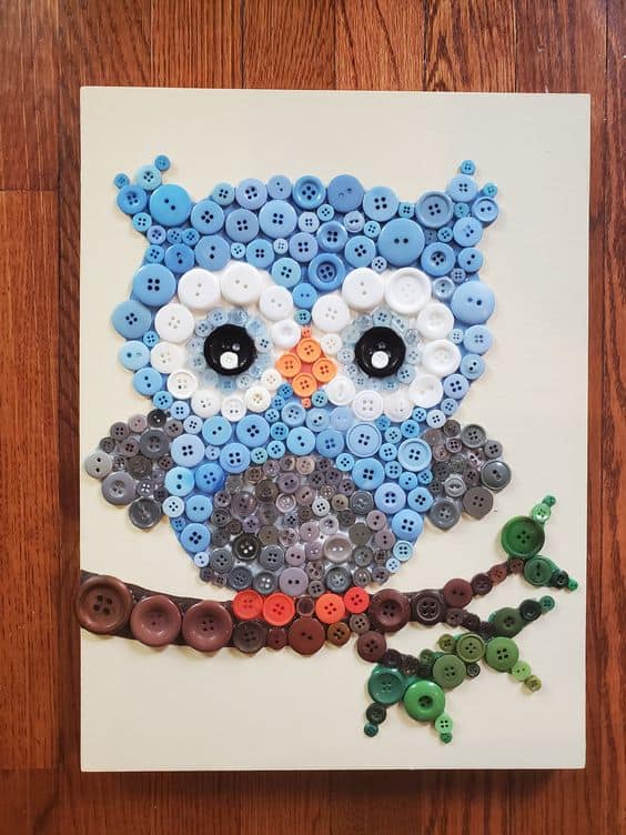 Adorable Button Owl Art