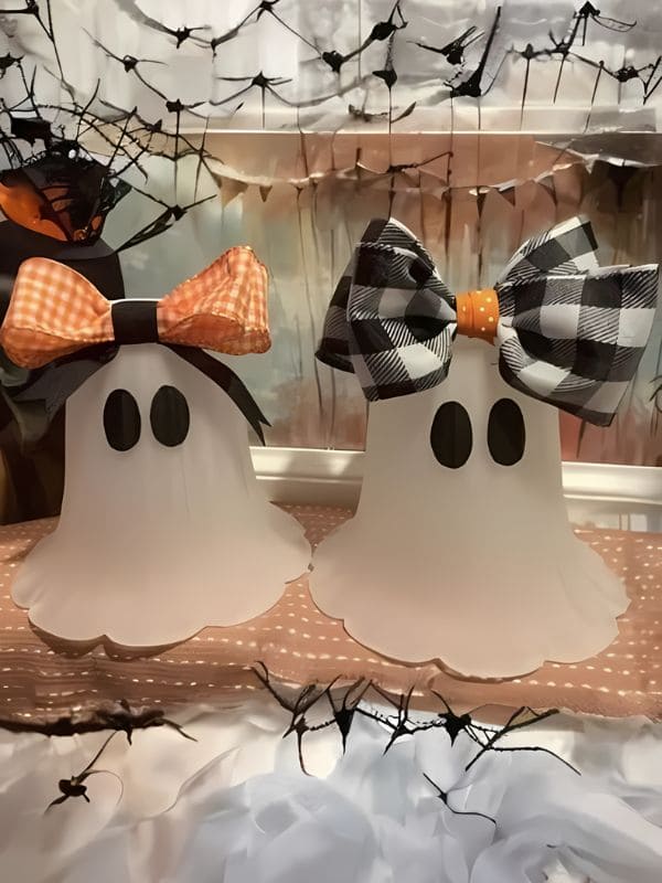 Adorable Bow-Topped Ghost Duo