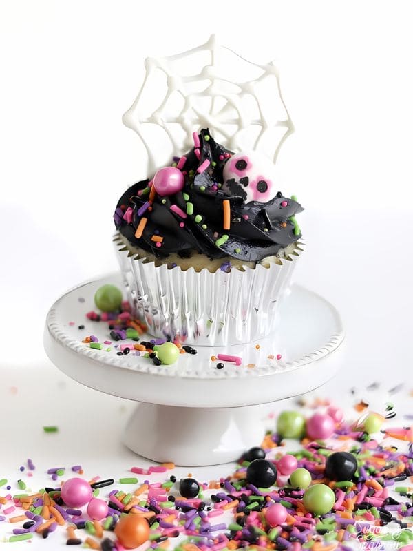 Colorful Spider Web Halloween Cupcakes