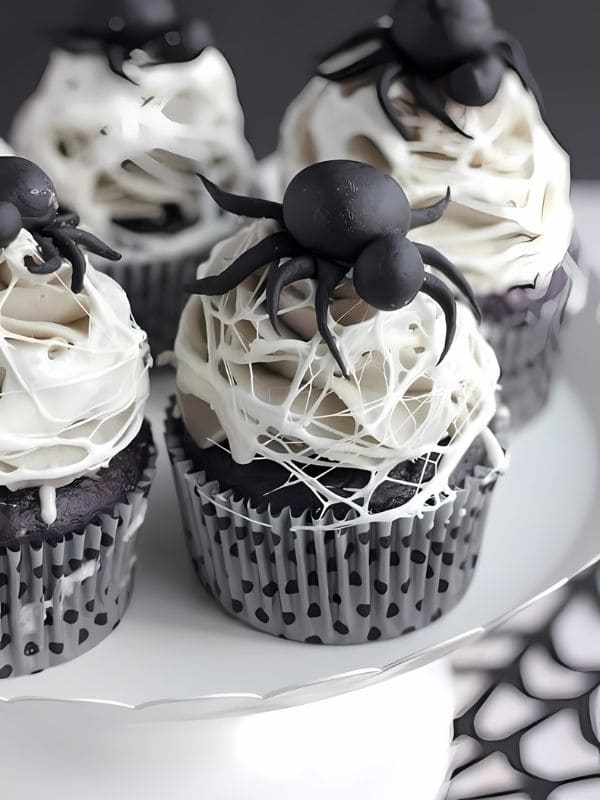 Creepy Crawly Spider Web Halloween Cupcakes