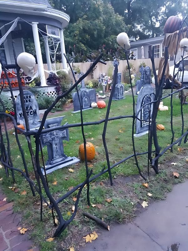 Creepy Graveyard Pathway with Bone-Accented Fence