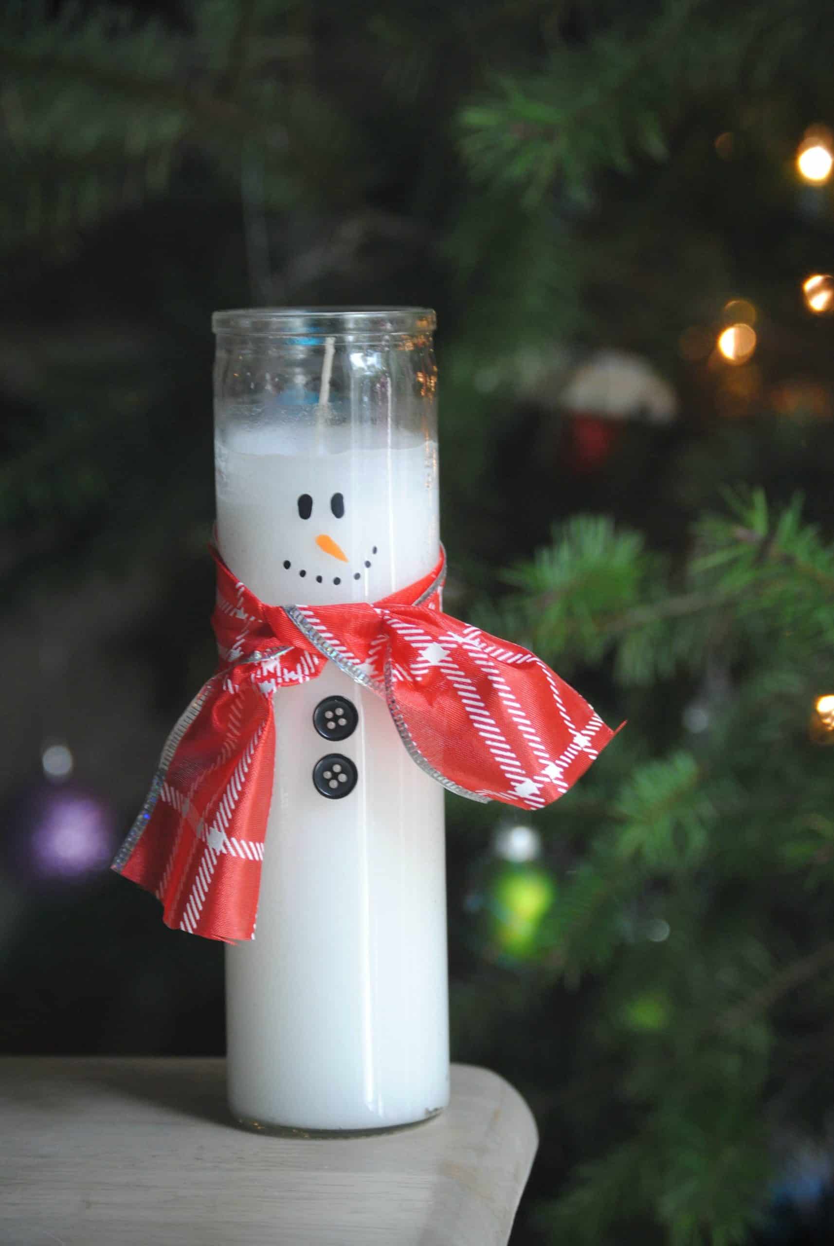 DIY Snowman Candle