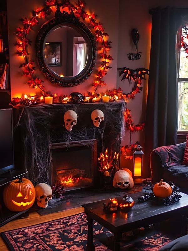 Eerie Glowing Halloween Fireplace