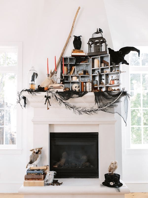 Enchanted Forest Halloween Mantle with Magical Creatures