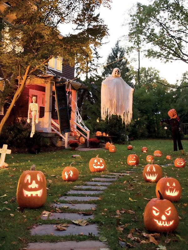 Enchanted Pumpkin Trail with Ghostly Guardians