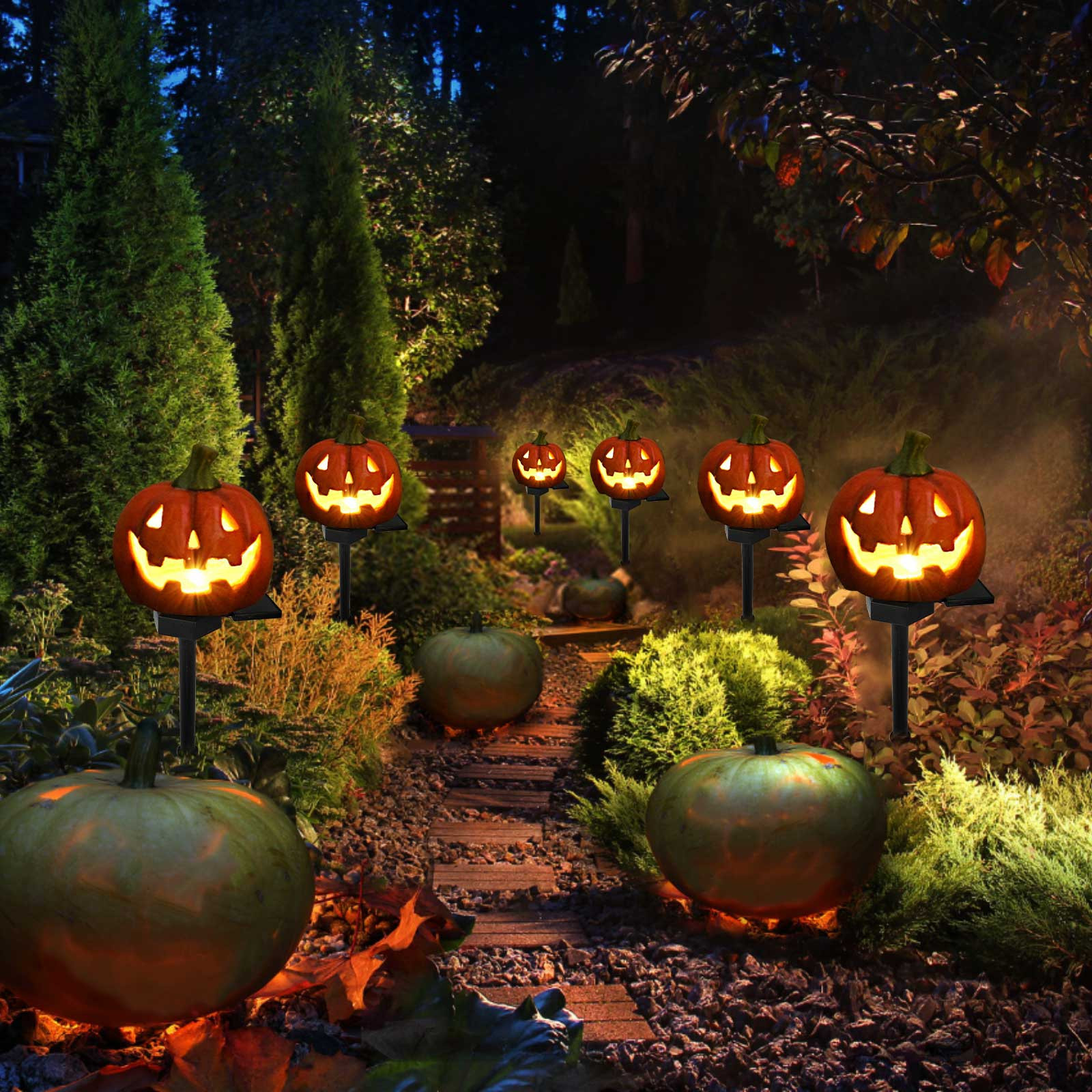 Glowing Pumpkin Pathway for a Spooky Halloween Night