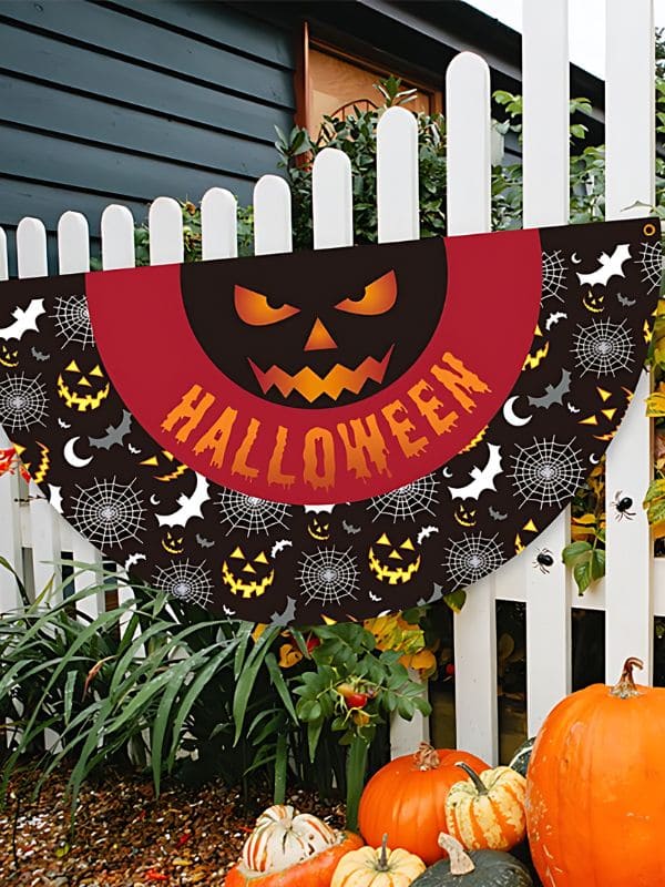 Frightfully Fun Jack-O-Lantern Halloween Fence Banner