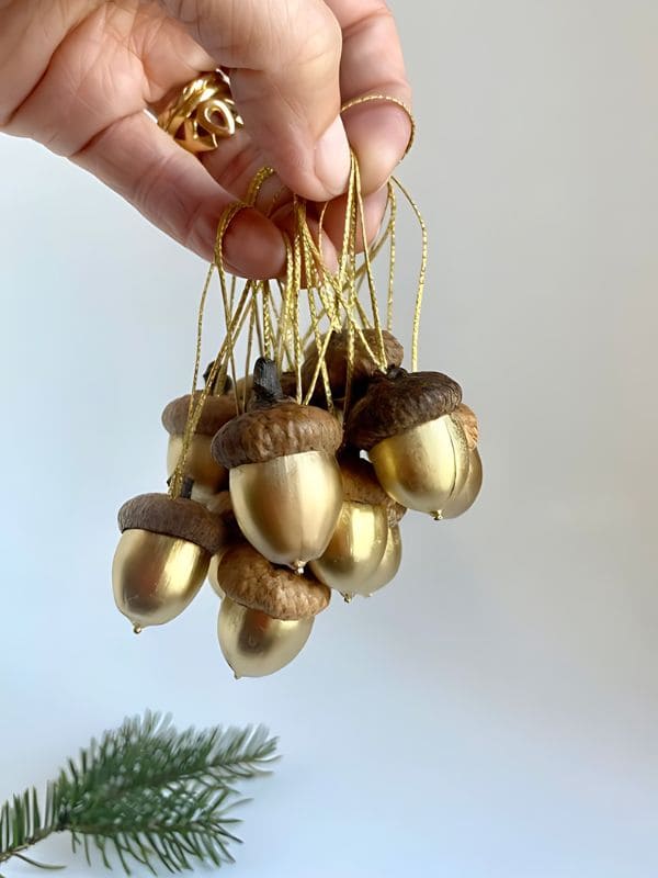 Golden Acorns for Christmas decor