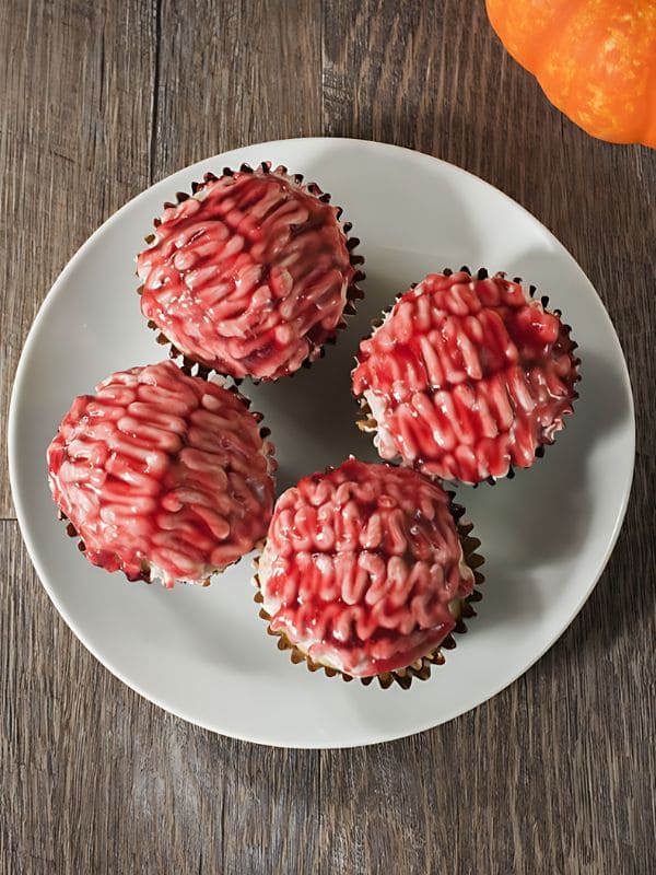 Gory Brain-Themed Halloween Cupcakes