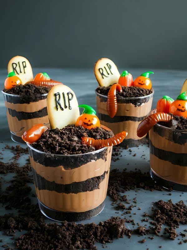 Graveyard-Themed Chocolate Cupcakes