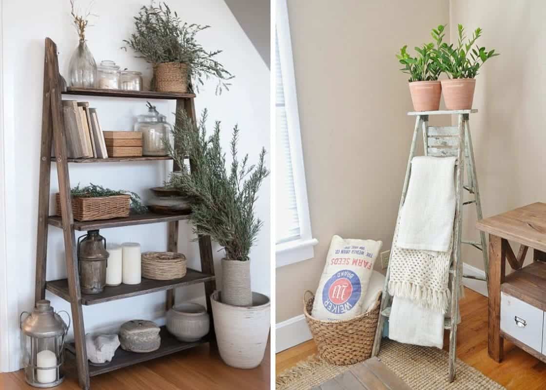 20 Brilliantl Ways to Repurpose Vintage Ladders for Home Decor