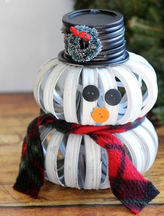 Mason Jar Lid Snowman