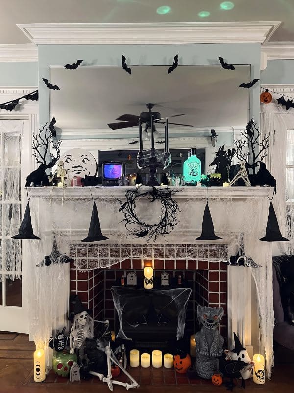 Mystical Bats and Witches Halloween Mantle Fantasy