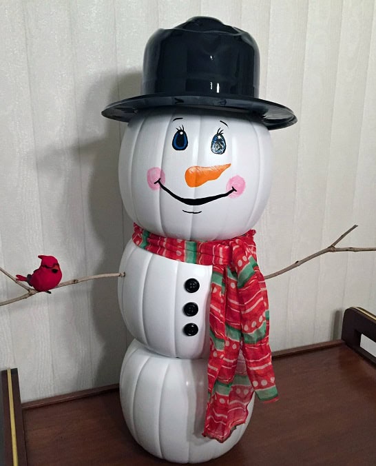 Plastic Pumpkin Snowman