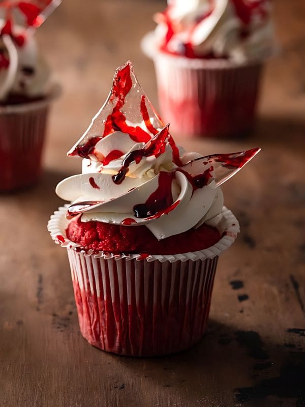 Sinister Shattered Glass Blood Cupcakes