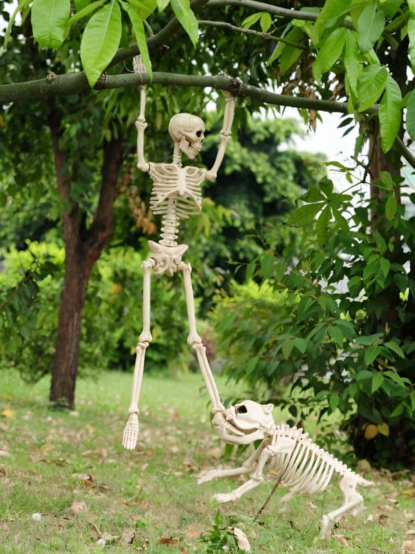 Skeleton Swinging and Chasing Dog Halloween Tree