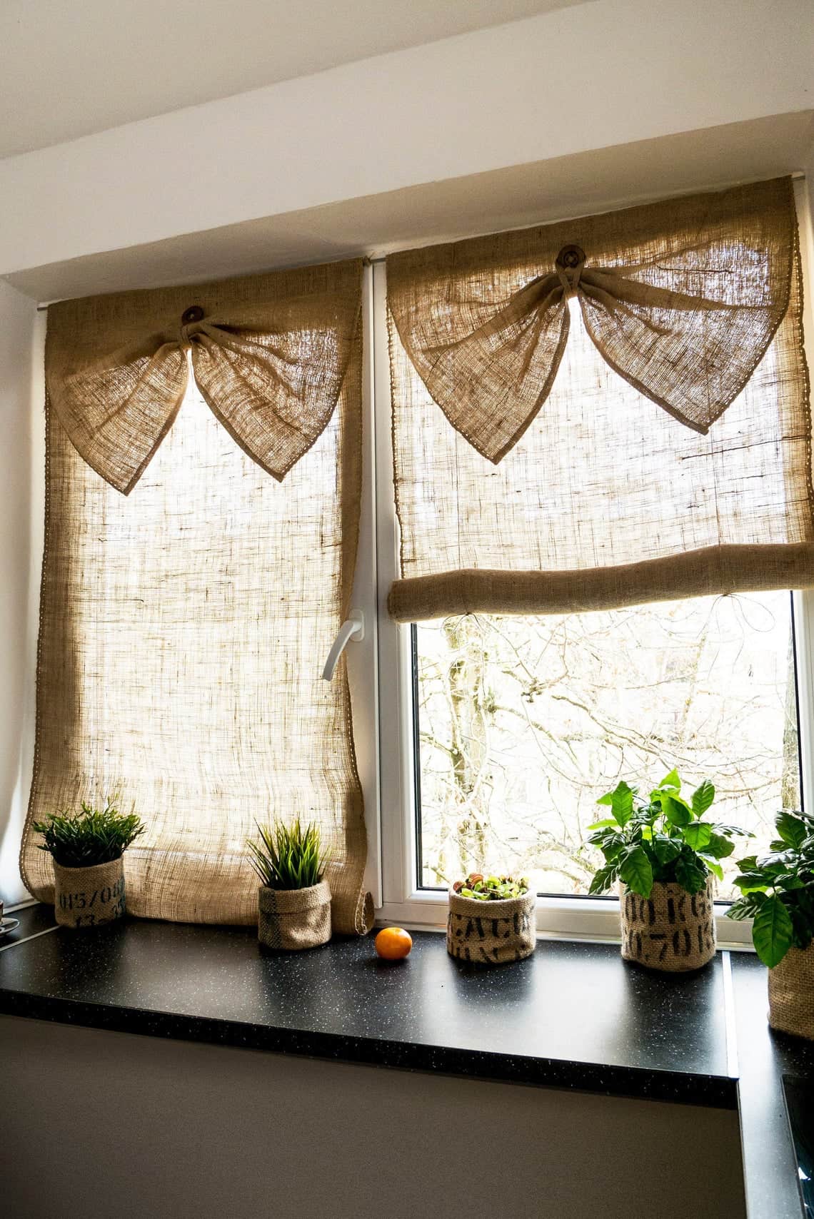 Rustic Burlap Charm Curtains