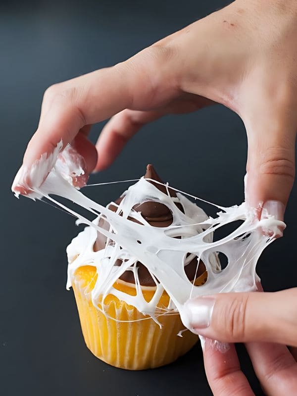 Sticky Marshmallow Web Cupcake