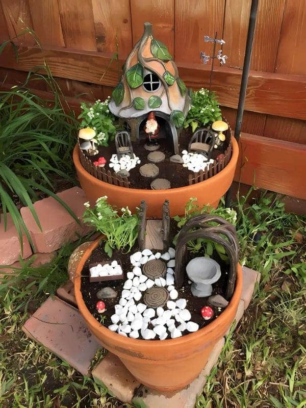 Two-Tiered Gnome Fairy Garden Delight