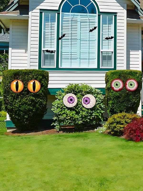 Whimsical Monster Eyes Outdoor Halloween Tree