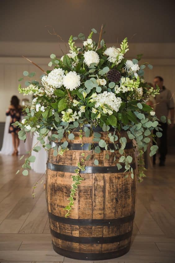 Timeless Wine Barrel Floral Display