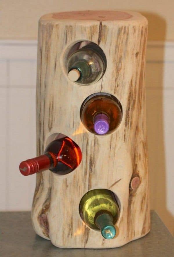 Rustic Tree Trunk Wine Rack