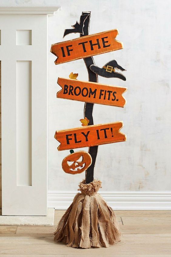 Charming Witch Broom Sign