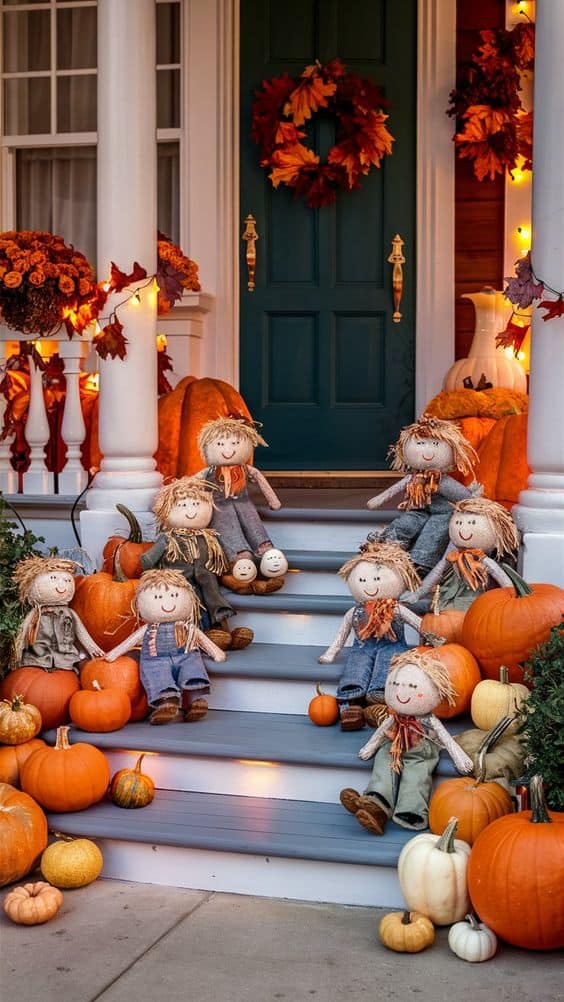 Adorable Scarecrow Family Porch