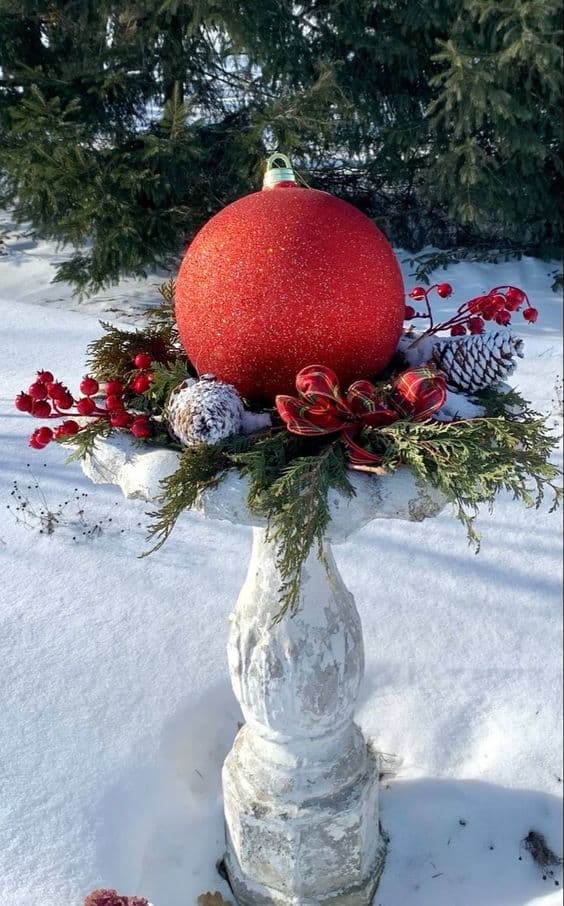 Festive Christmas Birdbath