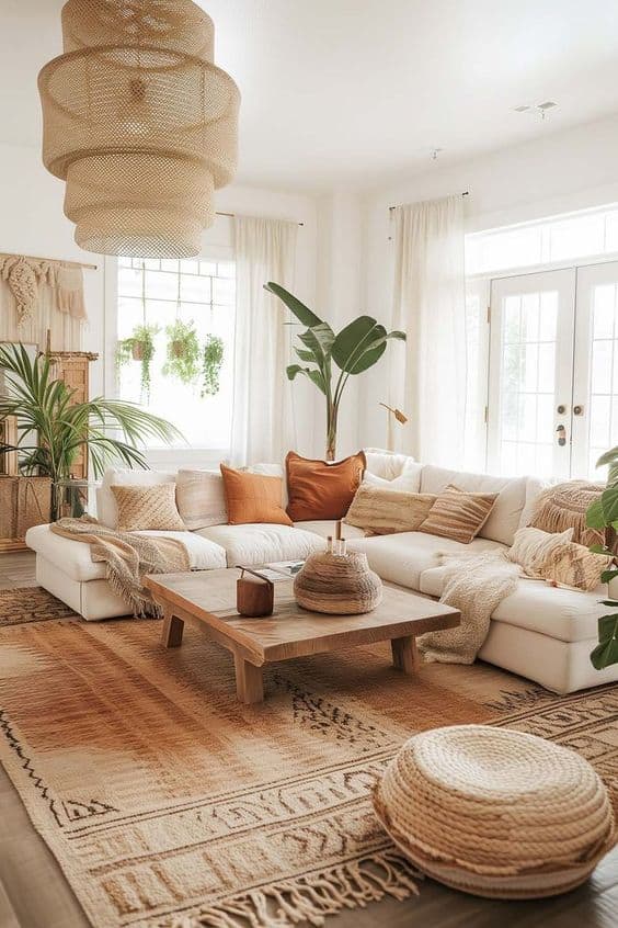 Earthy Elegance Boho Living Room