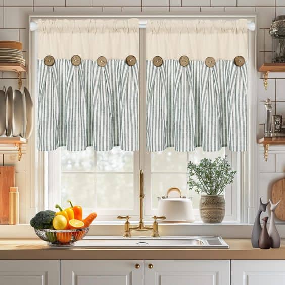 Cozy Button-Accent Farmhouse Curtains