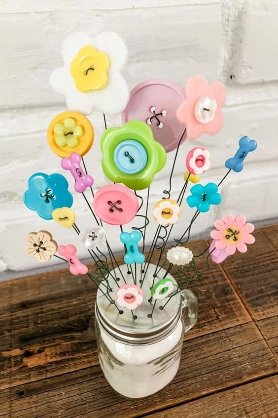 Whimsical Button Flower Bouquet