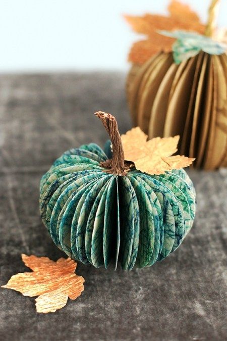 Charming Paper Pumpkins with Leaf Accents