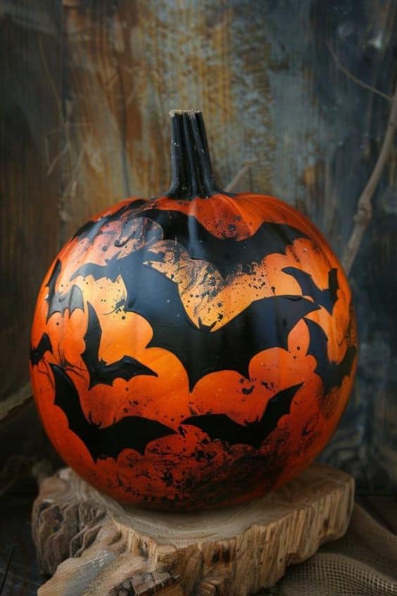 Eerie Bat Silhouette Pumpkin