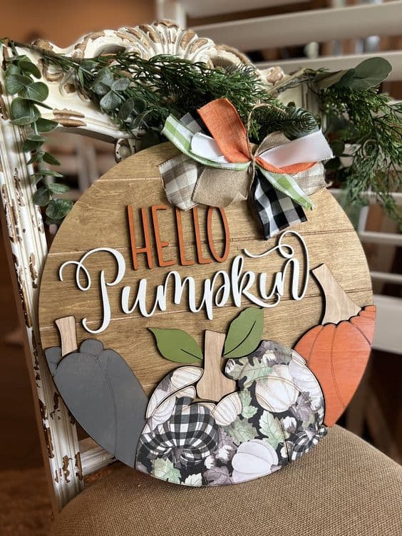 Autumn Pumpkin Door Hanger