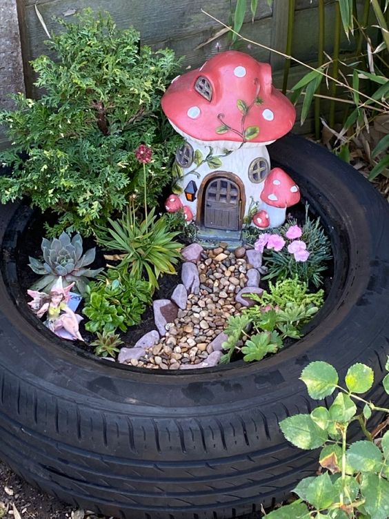 Enchanted Tire Fairy Garden