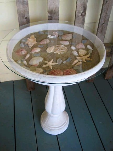 Seaside Shell Birdbath Table