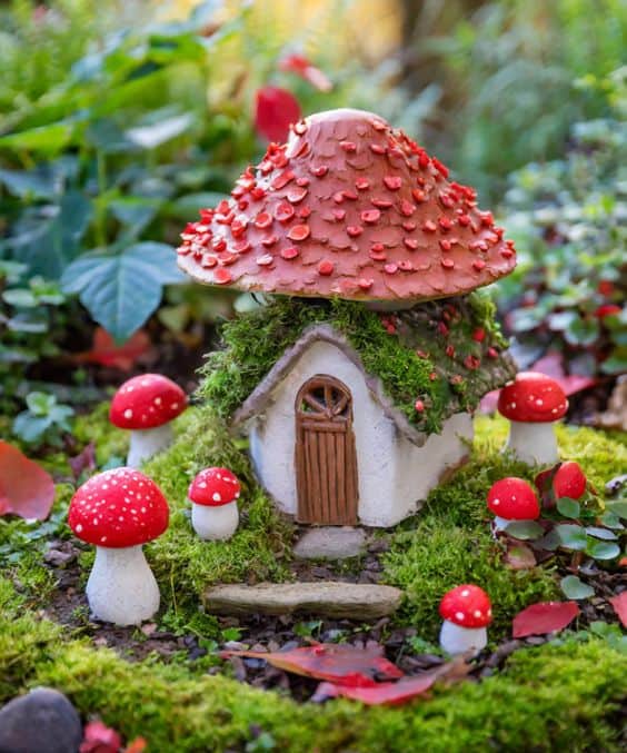 Adorable Mushroom Cottage Fairy Garden 