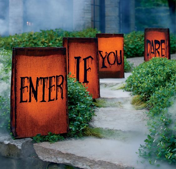 Spooky Lit Sign Pathway