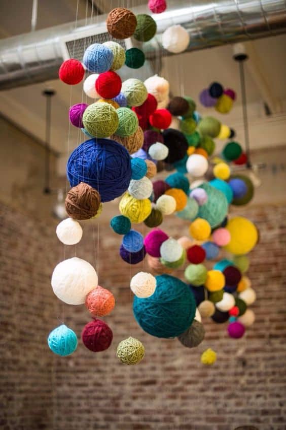 Vibrant Floating Yarn Art