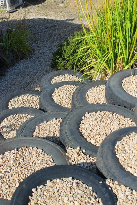 Eco-Friendly Tire Garden Steps