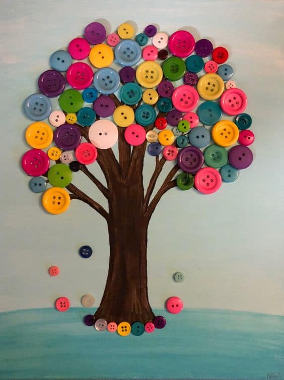 Vibrant Button Tree Art