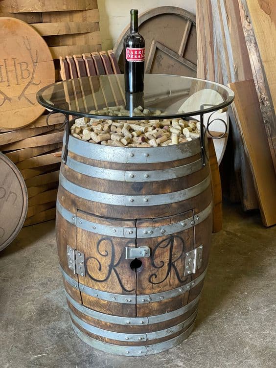 Charming Wine Barrel Bar Table