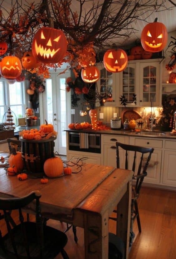 Enchanting Pumpkin-Filled Halloween Kitchen