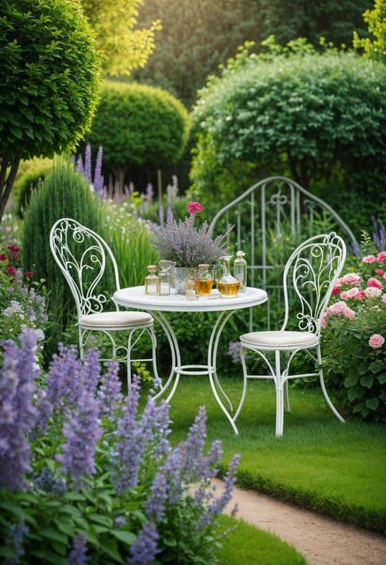 Elegant Lavender-Infused Garden Seating